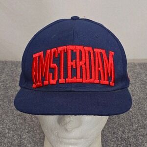 Amsterdam Hat The Netherlands Snapback Cap Navy Red Embroidered Flat Brim Street